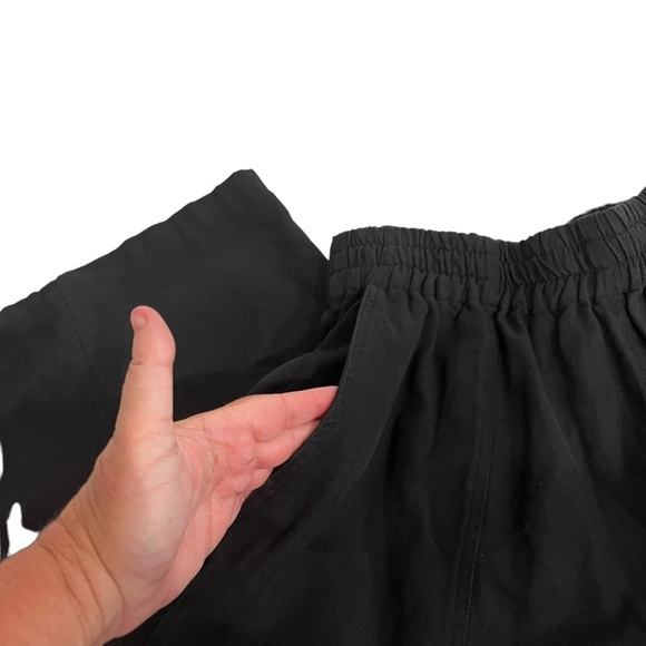 Apiece Apart Wide Leg Linen & Cotton Elastic Waist Cropped Pants Black Size 6 - Picture 13 of 13